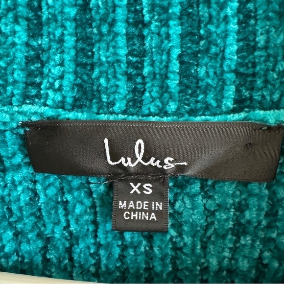 Lulus Seasonally Sweet Teal Green Chenille Mock Neck Sweater, Size XS - Picture 8 of 9